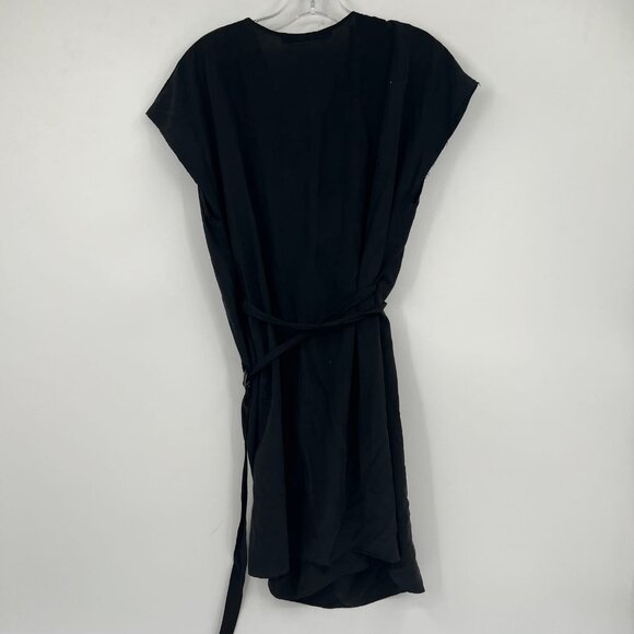 All Saints Black Dee Dee Silk Belted Mini Dress | Size 6 - Picture 2 of 8